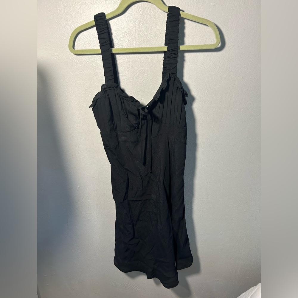 Forever 21 Black Ruffle-Trim Tie-Front Dress